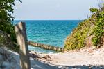 Blick auf den Strand und das blaue Wasser - Haus Ostseenixe 03 - Top-Hundeurlaub