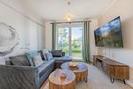 Wohnzimmer - Ferienwohnung Haffmuschel mit Terrasse, Sauna- & Freizeitbereich - Top-Hundeurlaub