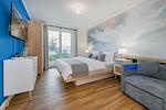 Schlafzimmer - Ferienwohnung Haffmuschel mit Terrasse, Sauna- & Freizeitbereich - Top-Hundeurlaub
