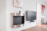 Wohnzimmer mit Kamin - Wohnung 03 - Top-Hundeurlaub