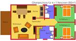 Grundriss - Dünenhaus Ückeritz UnserUsedomDe FeWo ca.80qm mit privater Sauna und Kamin, direkt am Strand. 3/3 - Top-Hundeurlaub
